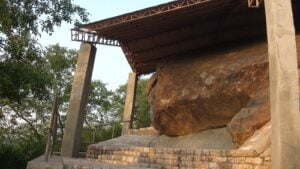 side view of rock edicts of ashoka in shahbazgarhi.